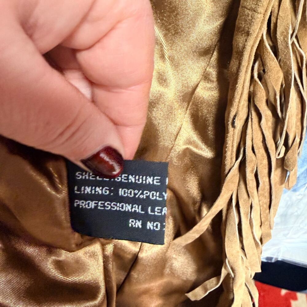 Adler Tan Fringe Women's Leather Jacket - Picture 5 of 9